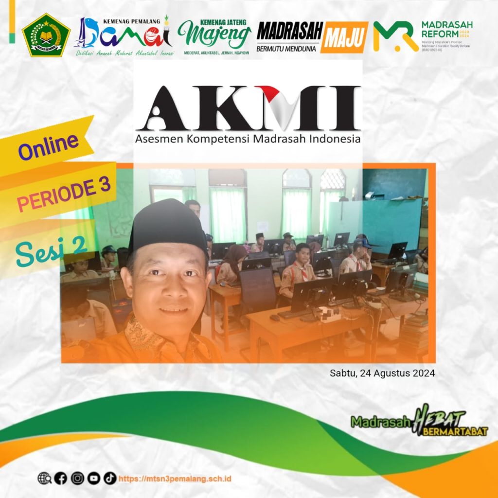 Sabtu (24/08/2024), merujuk pada database Kurikulum, Sarana, Kelembagaan, dan Kesiswaan (KSKK) Madrasah Kemenag menyatakan bahwa MTsN 3 Pemalang berkewajiban melaksanakan Asesmen Kompetensi Madrasah Indonesia 2024 (AKMI 2024). Tahun ini merupakan kali pertama MTsN 3 Pemalang menyelenggarakan AKMI 2024, yang tujuannya menurut Kemenag RI adalah untuk memberikan gambaran luas tentang kompetensi peserta didik madrasah di berbagai wilayah. Dapat dikatakan bahwa AKMI 2024 sebagai langkah krusial untuk memastikan seluruh madrasah dapat memberikan pendidikan yang berkualitas dan berdaya saing.
Masih menurut Kemenag RI, Pelaksanaan AKMI 2024 terbagi dalam dua skema yaitu daring dan semi-daring, menyesuaikan dengan fasilitas internet dan perangkat yang dimiliki oleh masing-masing madrasah. Kemenag memberikan fleksibilitas ini dengan harapan seluruh madrasah terpilih dapat mengikuti asesmen sesuai dengan kapasitas infrastruktur yang ada, tanpa mengorbankan kualitas pelaksanaan.
Kepala MTsN 3 Pemalang Drs. H. Komarudin yang memimpin koordinasi singkat dengan panitia berharap semuanya harus dipersiapkan dengan baik, mulai dari peserta hingga perangkat pendukung.
Waka Sarpras MTsN 3 Pemalang Muslih, S.Pd mengkonfirmasi arahan kepala madrasah dengan menjelaskan bahwa perangkat komputer dengan jaringan internet sudah siap digunakan. Kepala TU MTsN 3 Pemalang Casmito, S.Pd juga turut menyampaikan bahwa sekitar 81 peserta didik masuk ke dalam sampel peserta AKMI 2024.
Selanjutnya, sebagai Proktor Lukman Hakim menjelaskan bahwa AKMI 2024 mengikuti jadwal dari pusat, dan MTsN 3 Pemalang diselenggarakan selama 6 hari (3 periode), antara Tanggal 24 Agustus 2024 hingga Tanggal 31 Agustus 2024. Masih menurut Lukman Hakim, setiap hari/periode ada 2 sesi membagi jumlah peserta, pun juga materi asesmen yang diberikan.
Secara keseluruhan, persiapan AKMI 2024 di MTsN 3 Pemalang siap untuk dilaksanakan.
